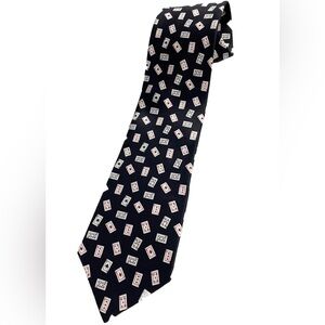 Tango 100% Silk Casino Poker Bridge Playing Cards Black Necktie Las Vegas EUC